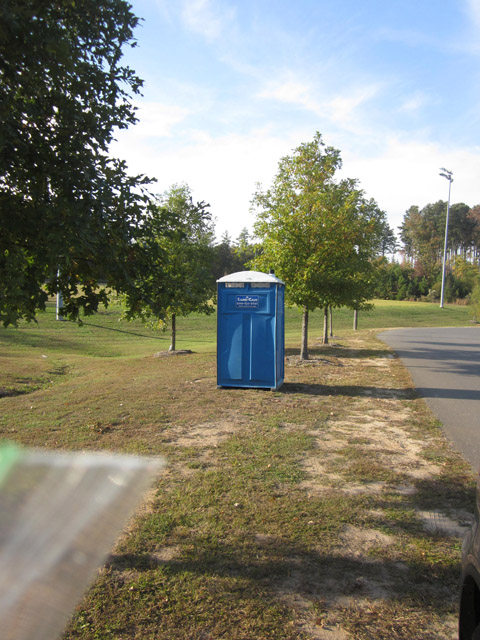 Porta-jon at access road to Herndon Park, Durham